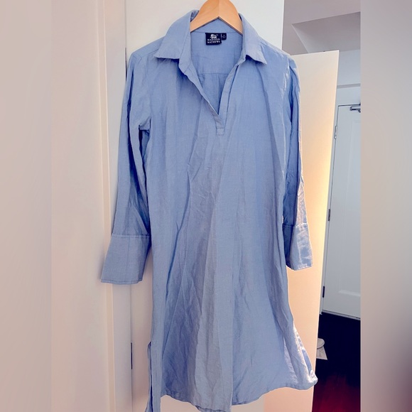 Madison Mathews Shirt Dress Blue - Picture 2 of 5